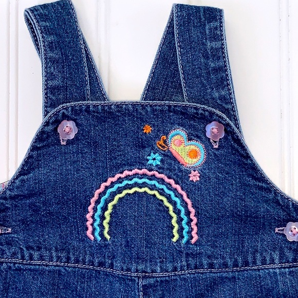 TKS Embroidered Denim Bib Overall Jean Shorts 3-6M - Picture 3 of 11